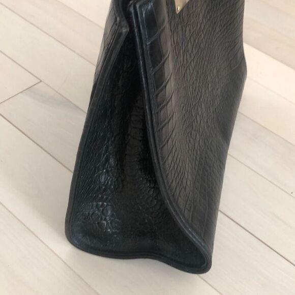 DKNY Women's Embossed Crocodile Skin Pattern Shoulder Bag Black - Picture 3 of 6